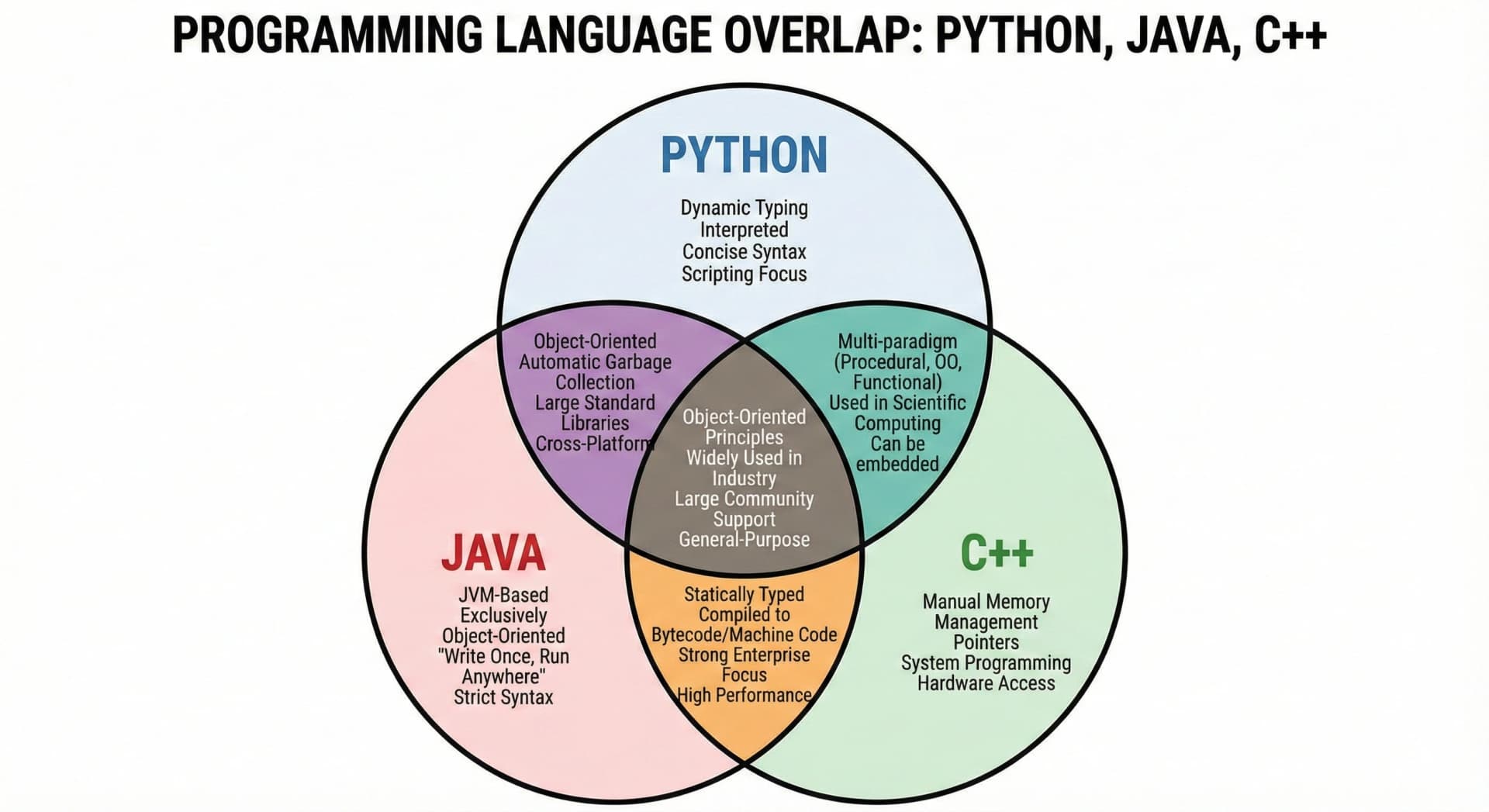 Programming Languages Overlap Venn Diagram
