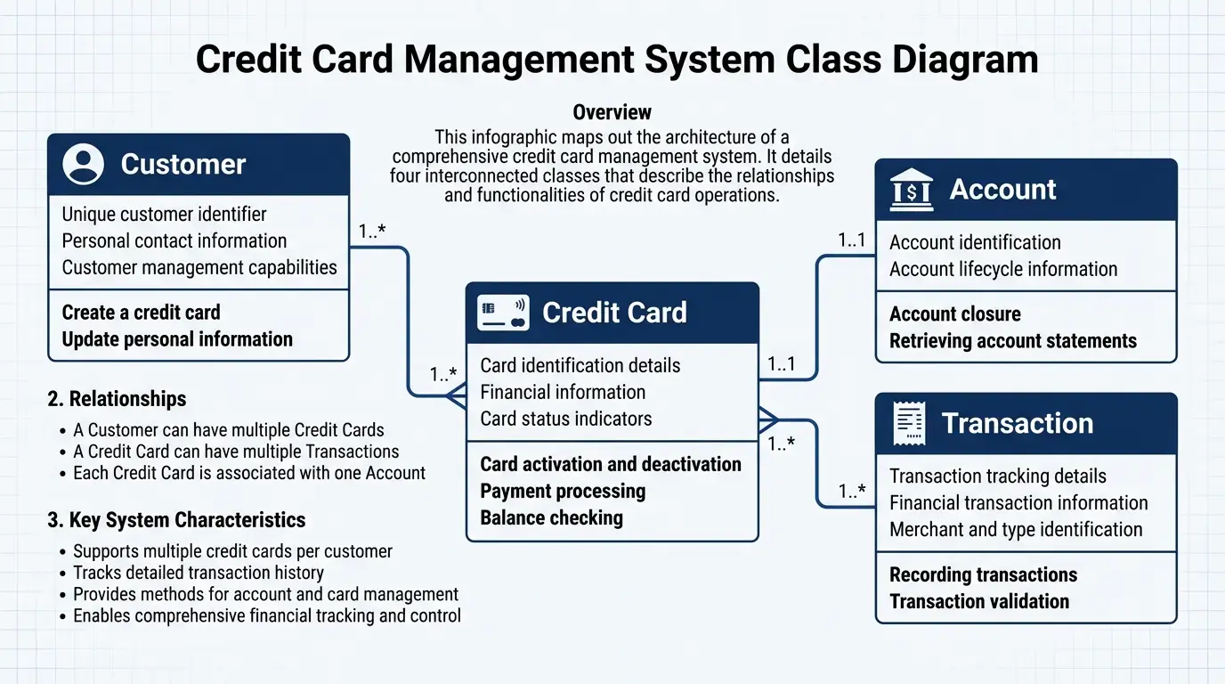 Class diagram template displaying object-oriented programming structure and relationships