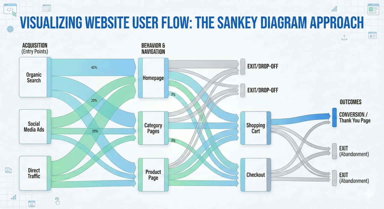 Sankey diagram visualizing flow and distribution of quantities